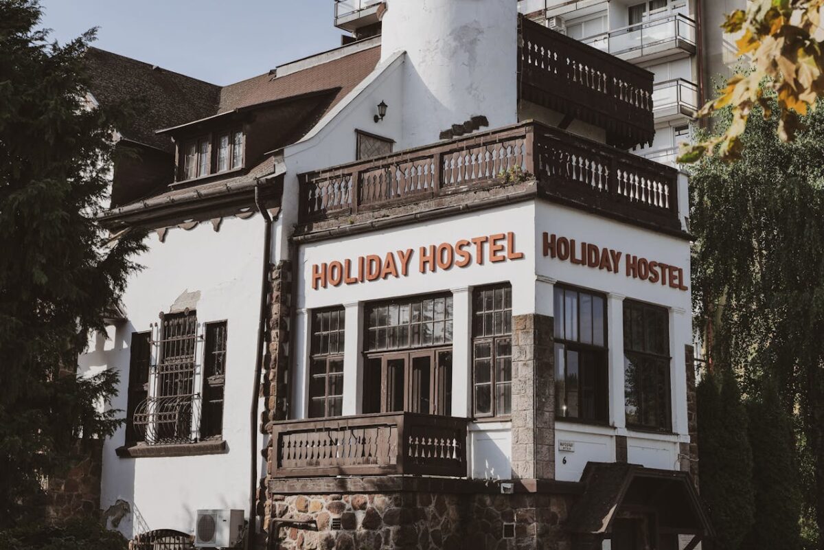 Explore the inviting architecture of a holiday hostel in Balatonlelle, Hungary.